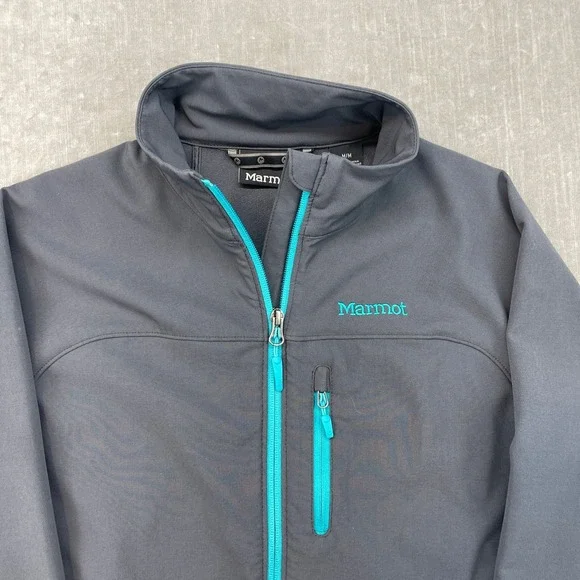 Marmot Womens Medium Gray Turquoise M3 Softshell Jacket Full Zip Hiking - Picture 2 of 6